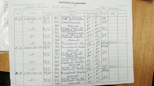 Daily timesheet