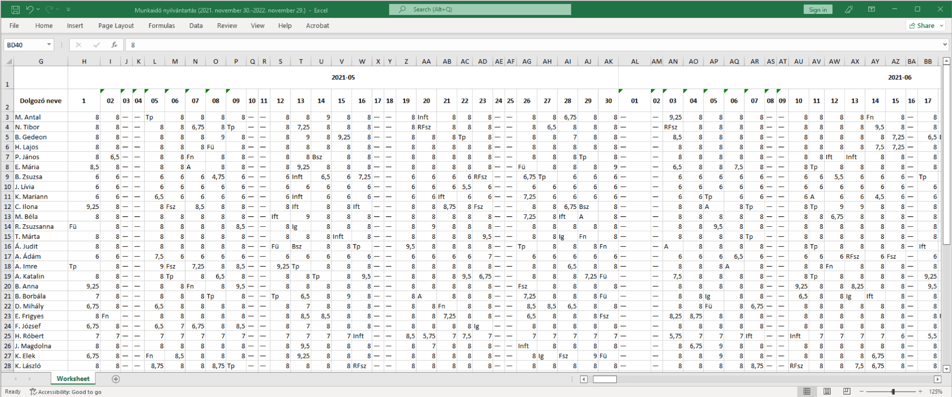 Spreadsheet-based data